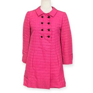 1960s Pink Mod A-Line Coat Union Made ILGWU Retro Double Breasted Jacket Size XS